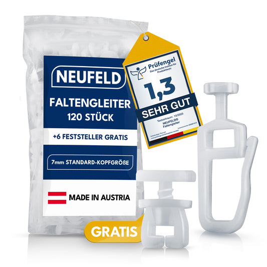 Gardinengleiter für Innenlaufschienen [120 Stück] - (inkl. 6 Feststeller)