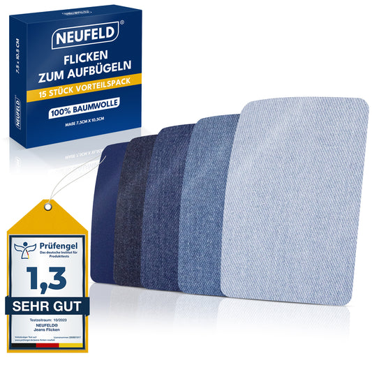 Bügelflicken [15 Stück] - 5 Farben - Zum Aufbügeln Innen und Außen