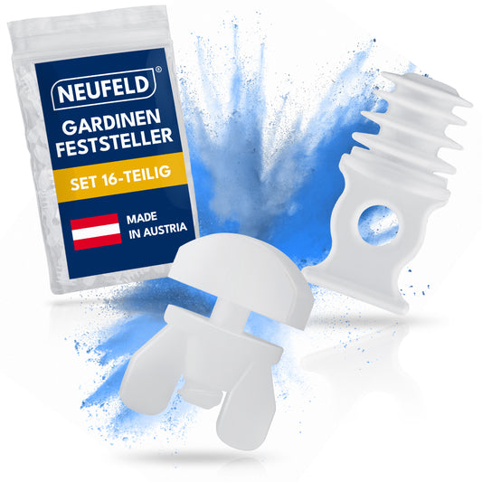 Gardinenstopper Set [16 teilig] - 10 Zwischenfeststeller +6 Endfeststeller