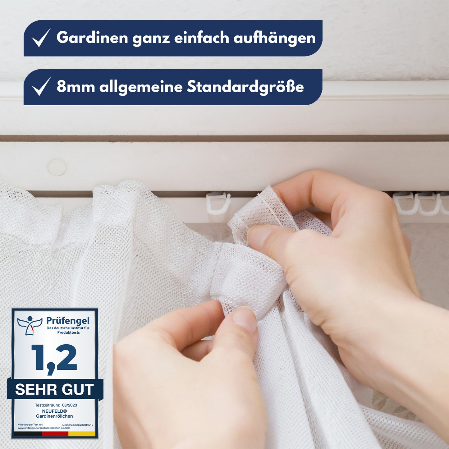 Gardinenröllchen für Innenlauf Schienen [120 Stück] - (inkl. 6 Feststeller)