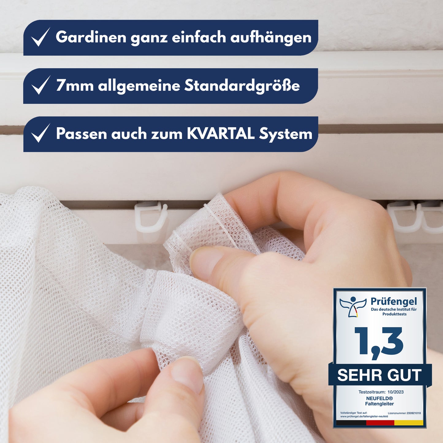 Gardinengleiter für Innenlaufschienen [120 Stück] - (inkl. 6 Feststeller)