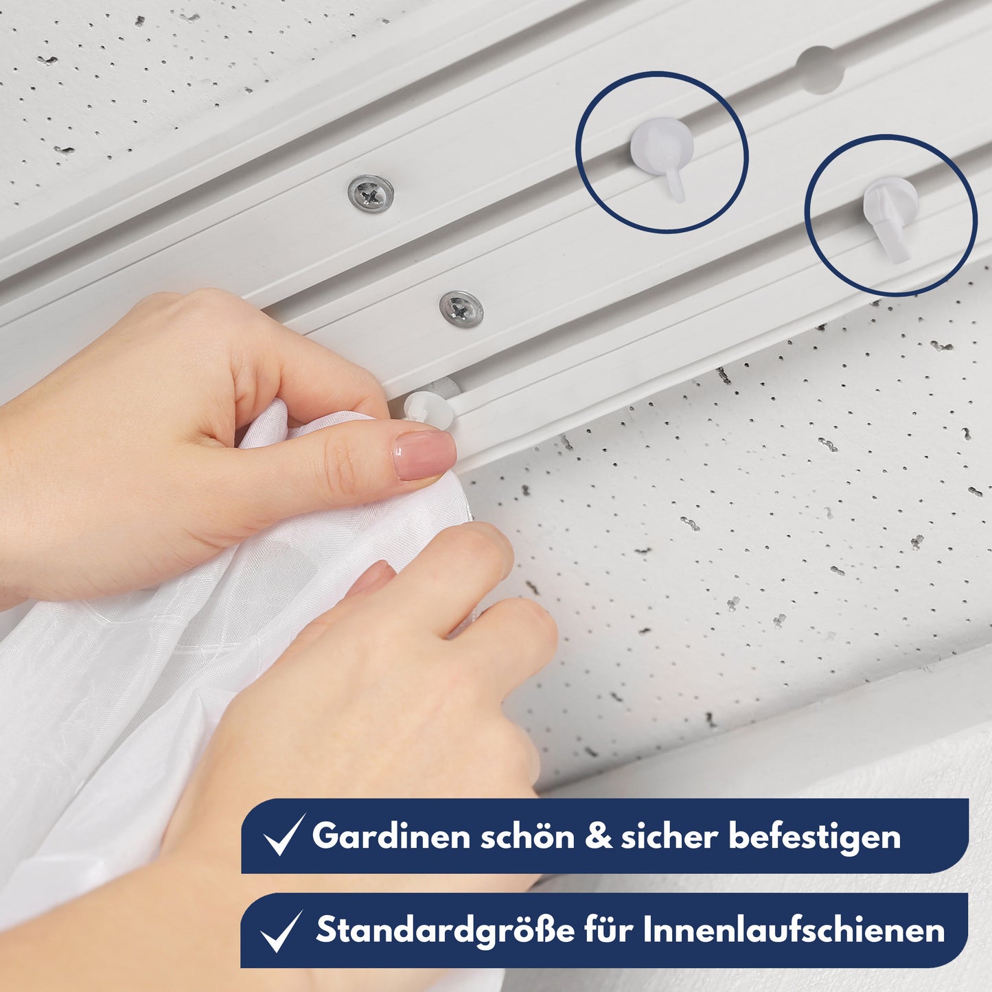 Gardinenstopper Set [16 teilig] - 10 Zwischenfeststeller +6 Endfeststeller