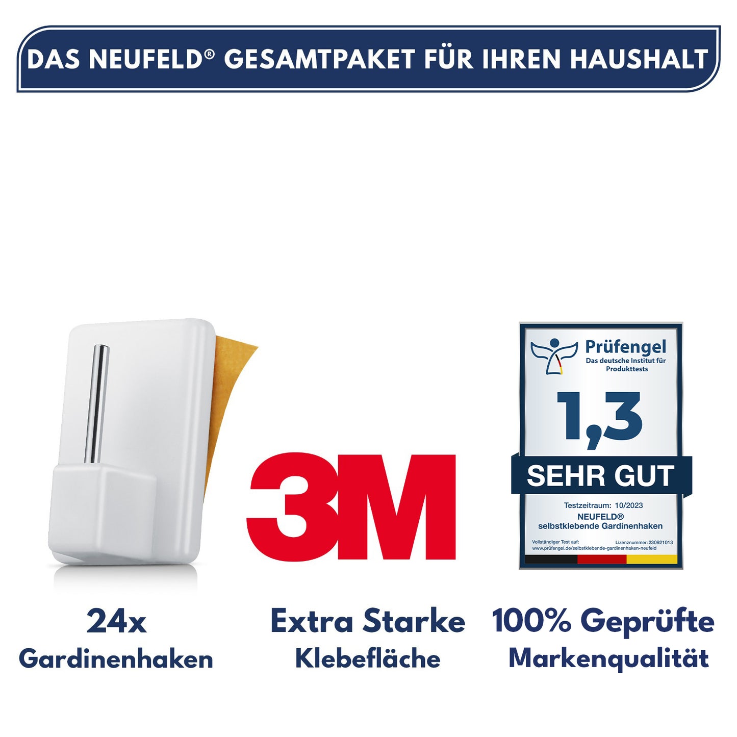 Gardinenhaken selbstklebend [24 Stück] weiß [inkl. 3M Klebefläche]