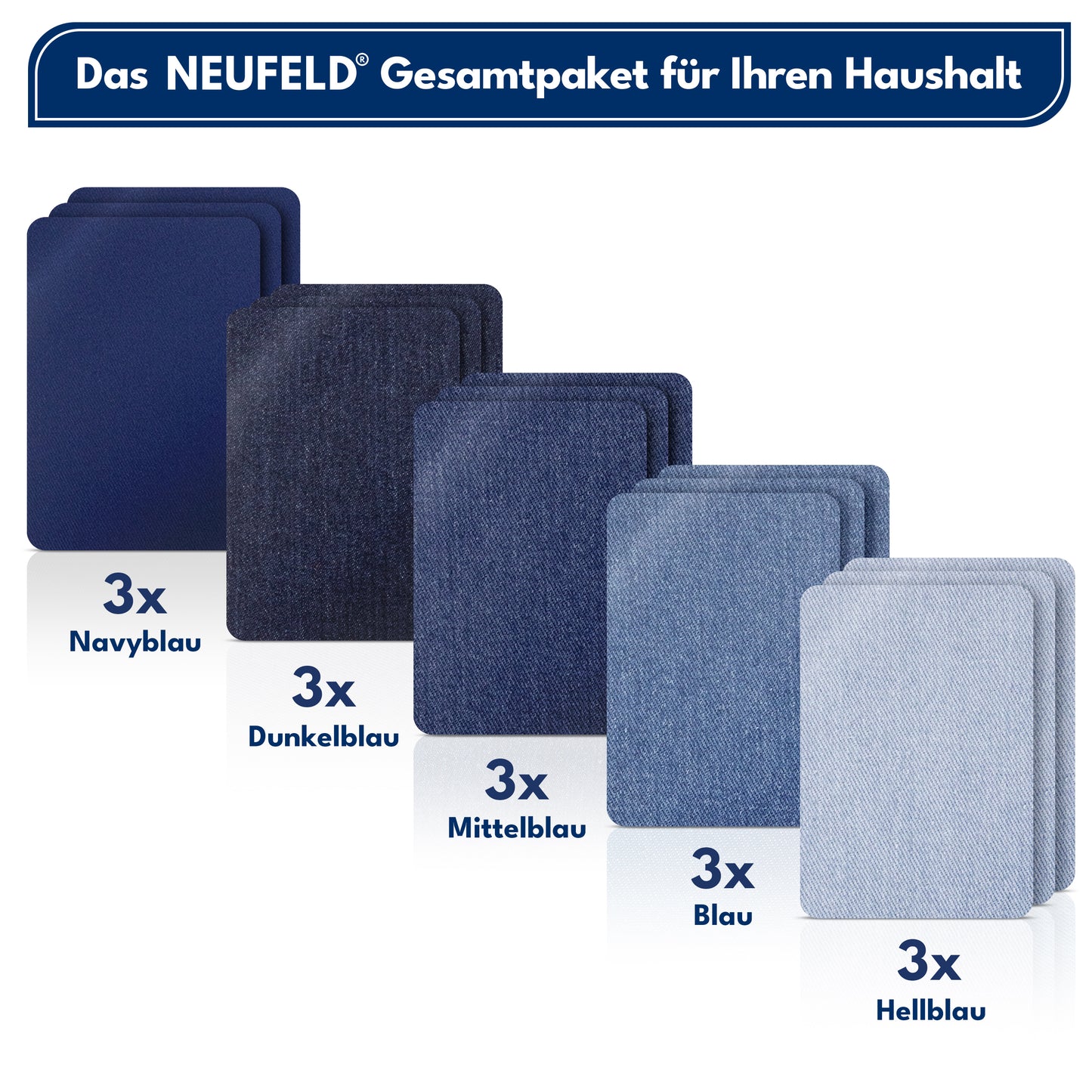 Bügelflicken [15 Stück] - 5 Farben - Zum Aufbügeln Innen und Außen