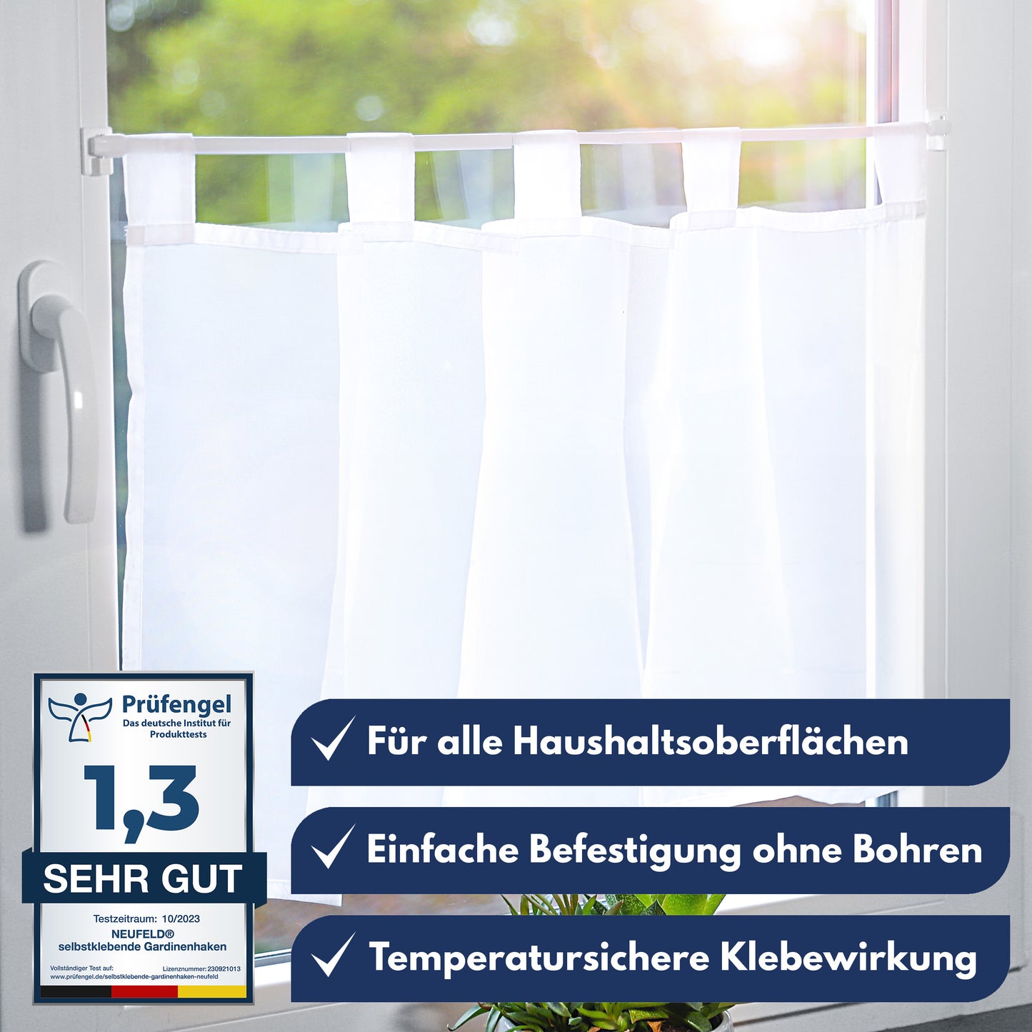 Gardinenhaken selbstklebend [24 Stück] weiß [inkl. 3M Klebefläche]