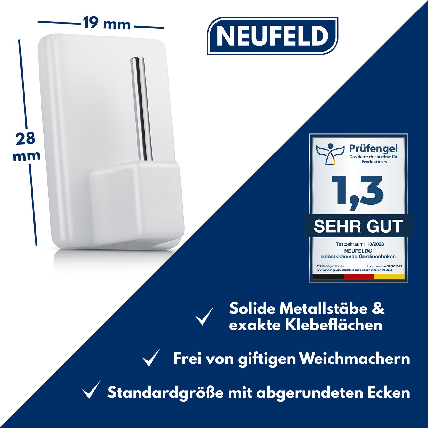 Gardinenhaken selbstklebend [24 Stück] weiß [inkl. 3M Klebefläche]