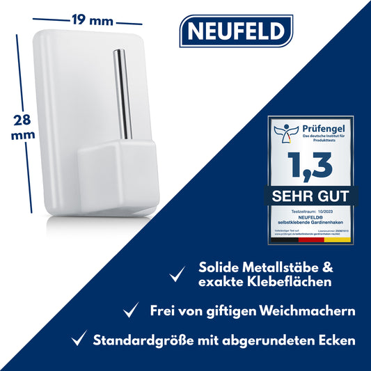 Gardinenhaken selbstklebend [24 Stück] weiß [inkl. 3M Klebefläche]