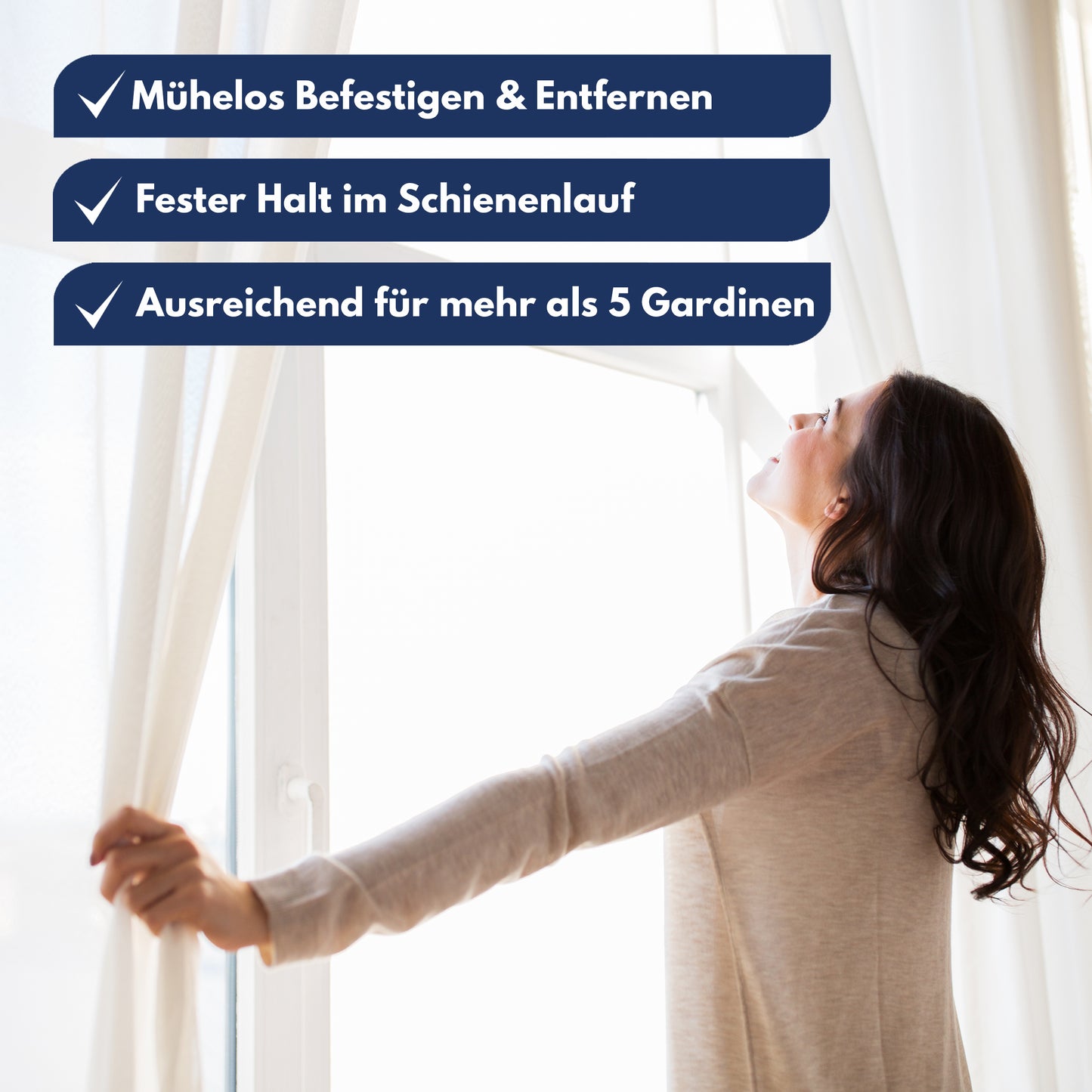 Gardinenstopper Set [16 teilig] - 10 Zwischenfeststeller +6 Endfeststeller