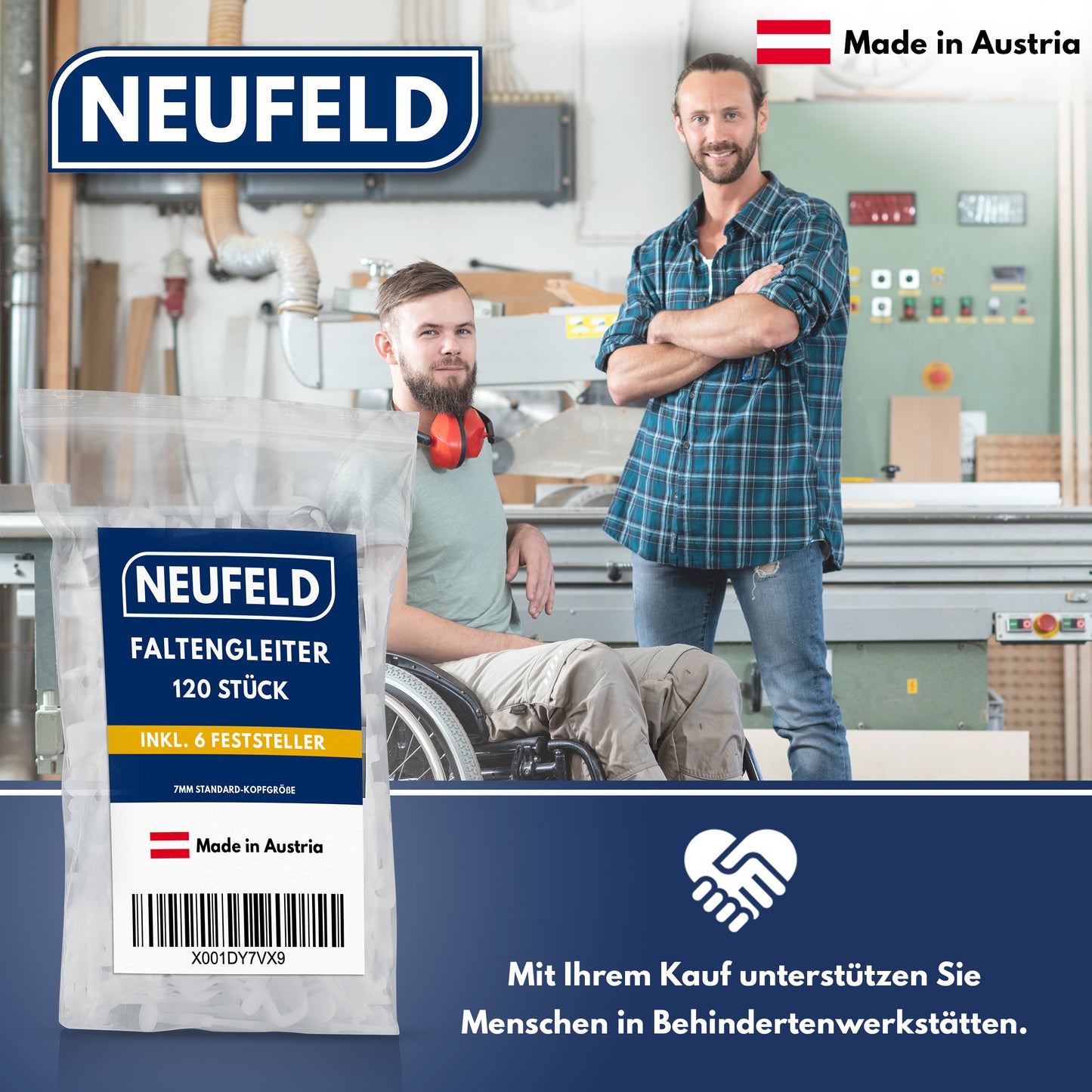 Gardinengleiter für Innenlaufschienen [120 Stück] - (inkl. 6 Feststeller)